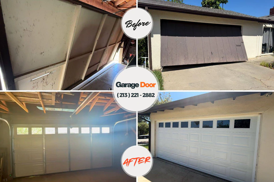 Before and after: garage door repair Beacon Hill, WA